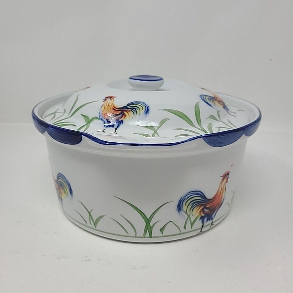 BIA Cordon Bleu, Blanc de Table “Rooster” Round Baking Casserole Dish & Lid - Picture 4 of 7